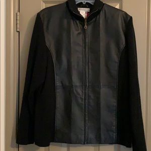 Coldwater Creek sweater jacket/leather inserts. XL